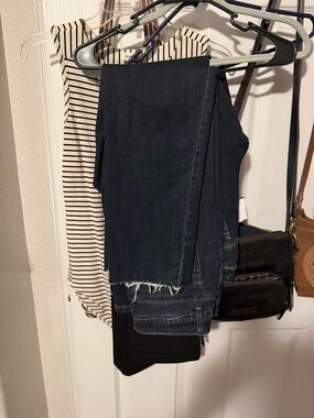 Wit & Wisdom Dark Indigo Cropped Fray Hem Jeans